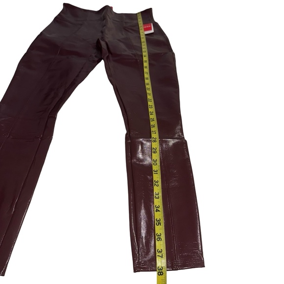 SPANXshape Women's Faux Patent Leather Leggings Burgundy Ruby High Rise L NWT - Picture 6 of 16
